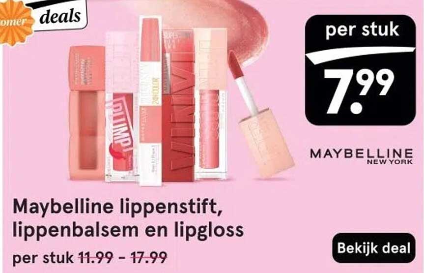 Maybelline lippenstift, lippenbalsem en lipgloss