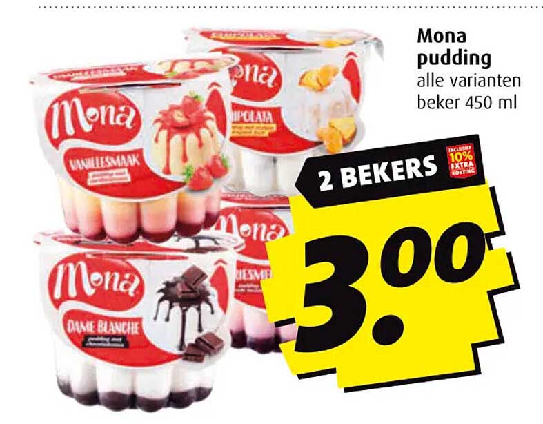 Mona pudding alle varianten beker 450 ml