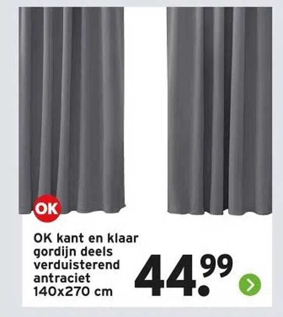 OK kant en klaar gordijn deels verduisterend antraciet 140x270 cm