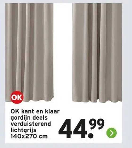 OK kant en klaar gordijn deels verduisterend lichtgrijs 140x270 cm