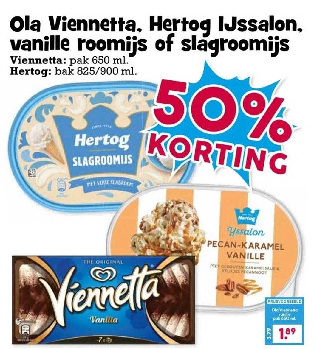 Ola Viennetta, Hertog IJsSalon, vanille roomijs of slagroomijs