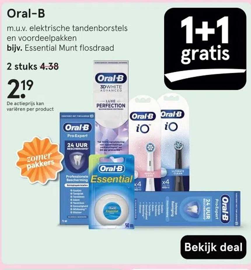 Oral-B m.u.v. elektrische tandenborstels en voordeelpakken bijv. Essential Munt flosdraad