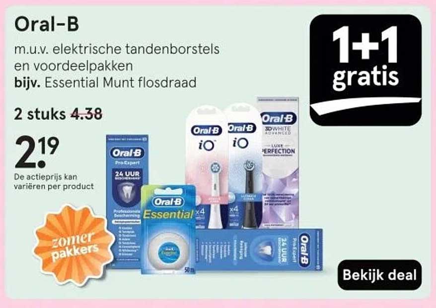 Oral-B m.u.v. elektrische tandenborstels en voordeelpakketten bijv. Essential Munt flosdraad