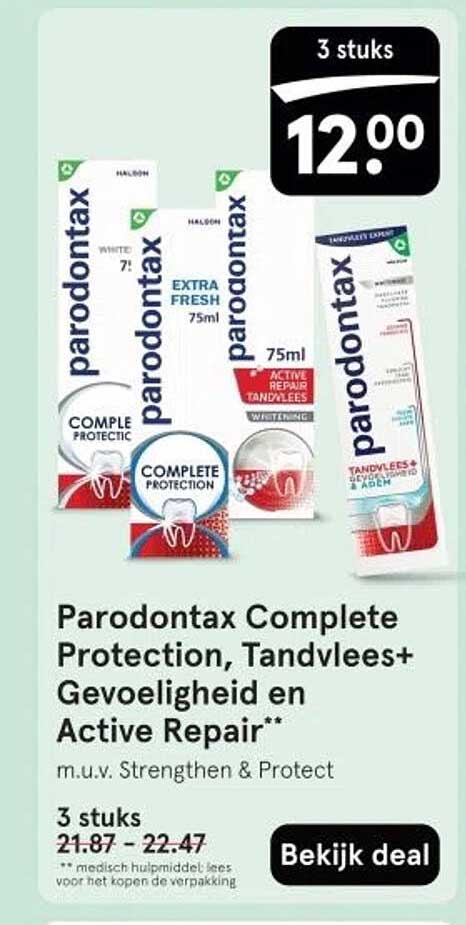 Parodontax Complete Protection, Tandvlees+ Gevoeligheid en Active Repair