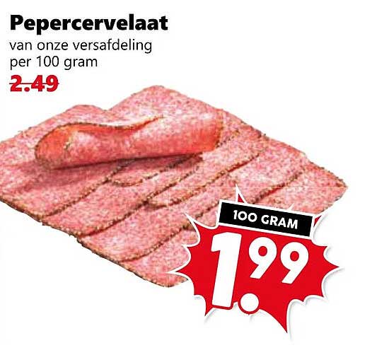 Pepercervelaat van onze versafdeling per 100 gram