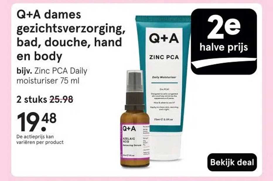 Q+A dames gezichtsverzorging, bad, douche, hand en body