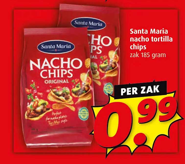 Santa Maria nacho tortilla chips zak 185 gram