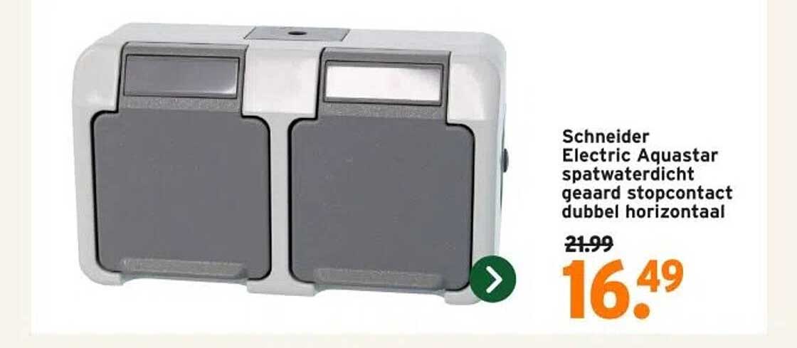 Schneider Electric Aquastar spatwaterdicht geaard stopcontact dubbel horizontaal