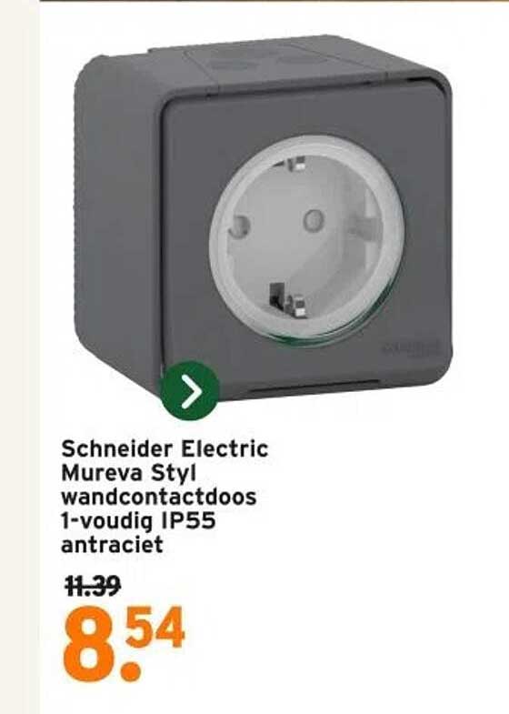 Schneider Electric Mureva Styl wandcontactdoos 1-voudig IP55 antraciet