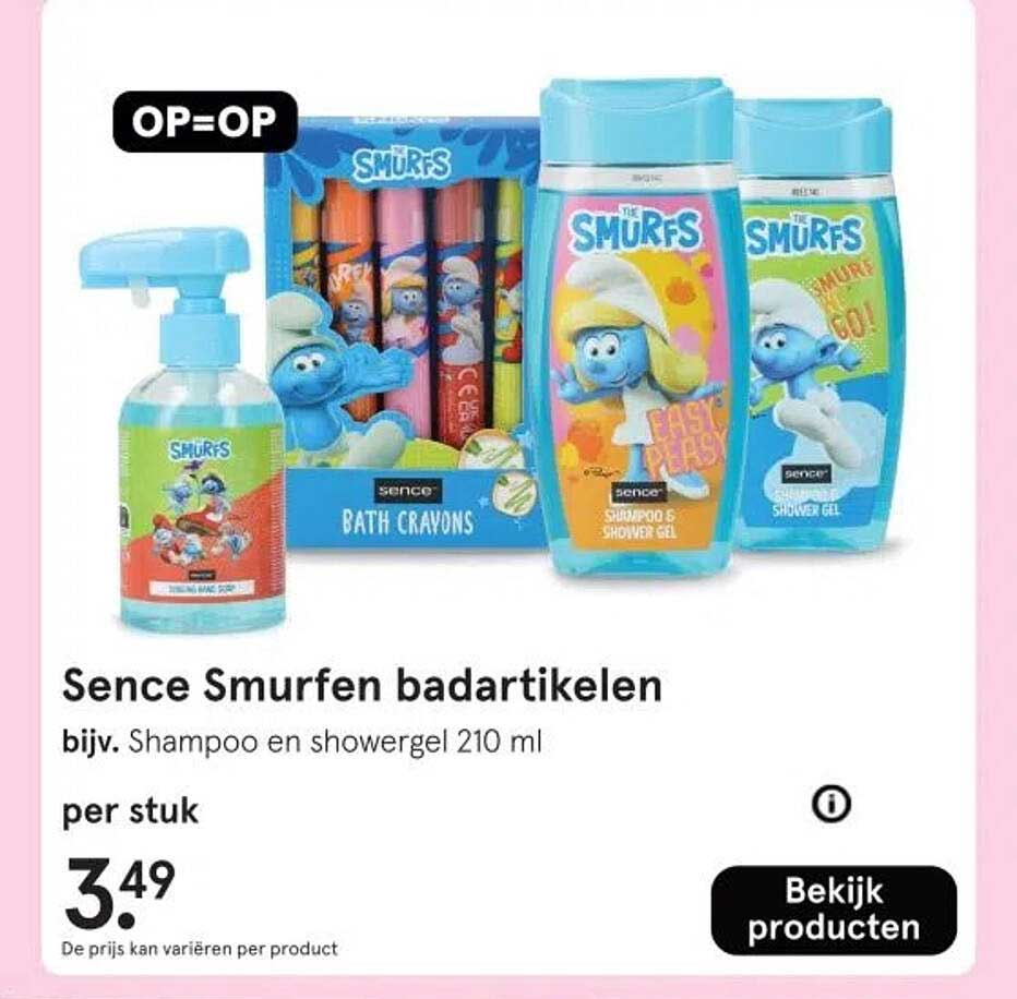 Sence Smurfen badartikelen bijv. Shampoo en showergel 210 ml