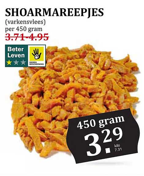SHOARMAREEPJES (varkensvlees) per 450 gram
