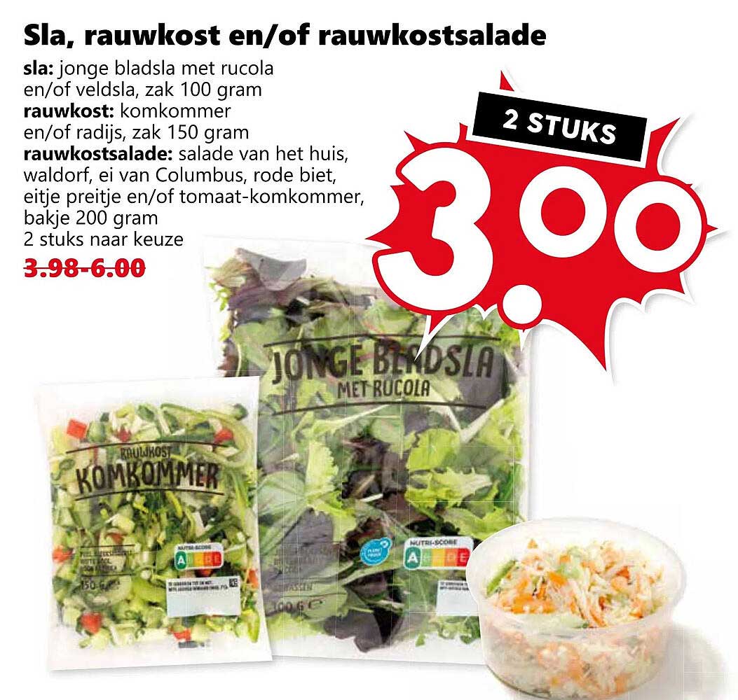 Sla, rauwkost en/of rauwkostsalade
