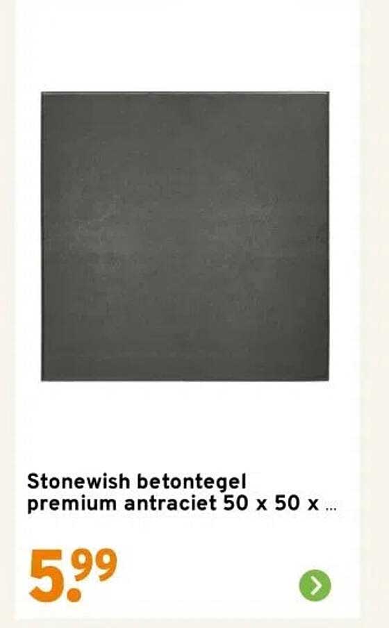 Stonewish betontegel premium antraciet 50 x 50 x ...
