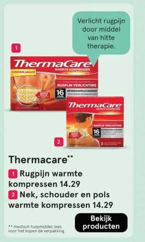 ThermaCare Rugpijn warmte kompressen 14.29, Nek, schouder en pols warmte kompressen 14.29