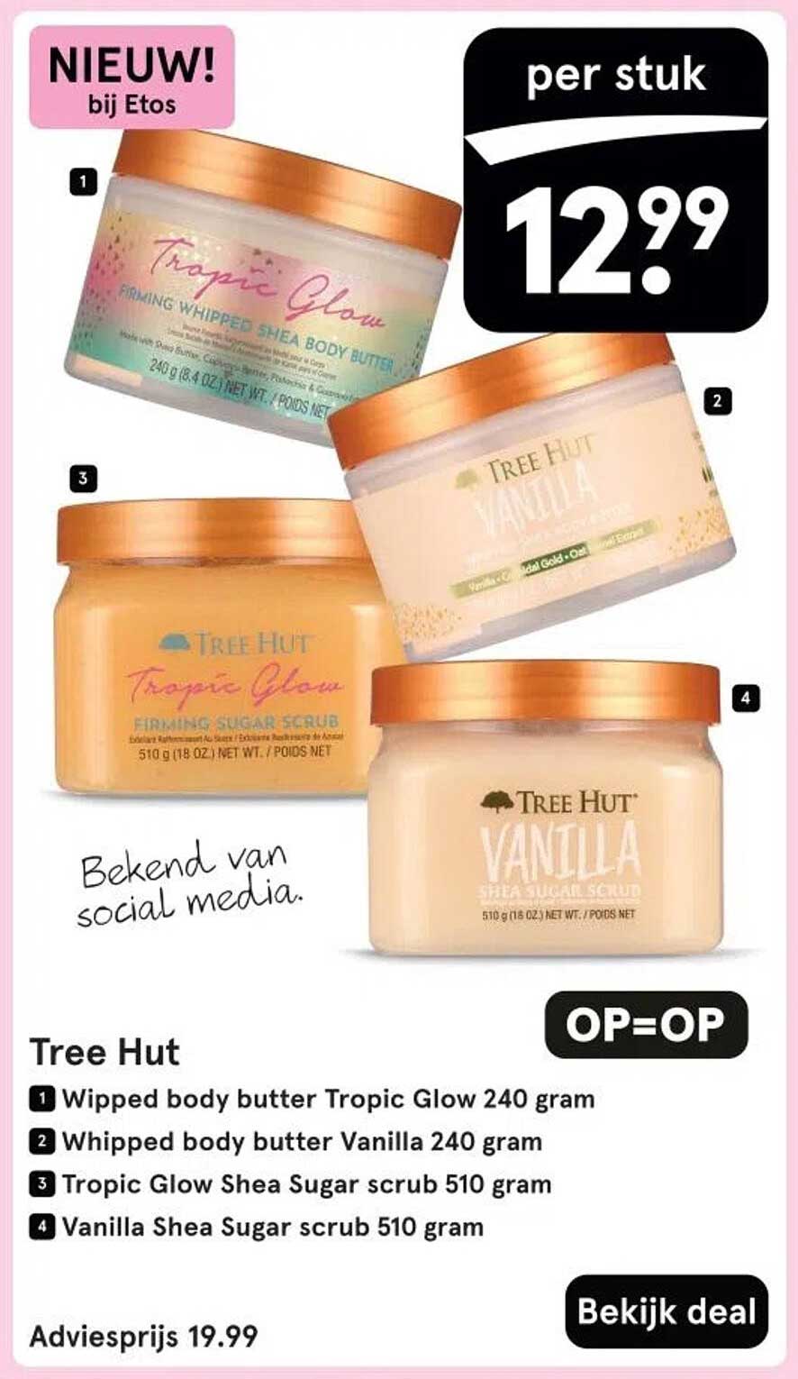 Tree Hut Wipped Body Butter Tropic Glow en Vanilla en Shea Sugar Scrubs