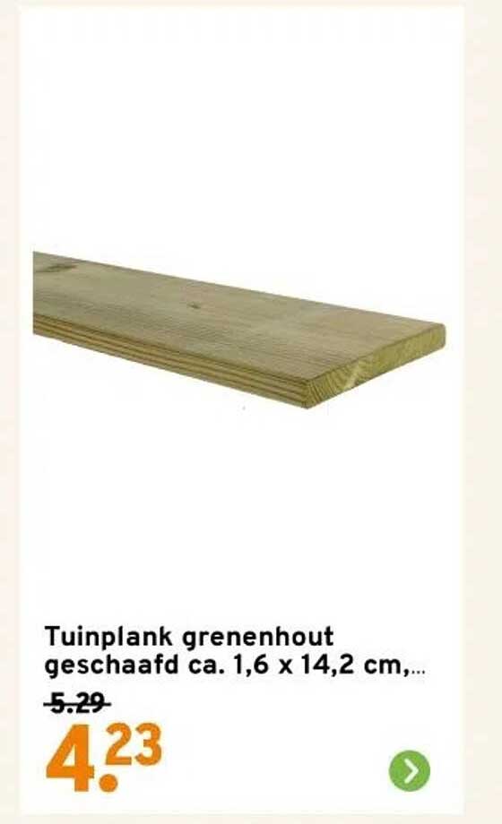 Tuinhout plank geschaafd ca. 1,6 x 14,2 cm