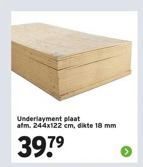 Underlayment plaat afm. 244x122 cm, dikte 18 mm