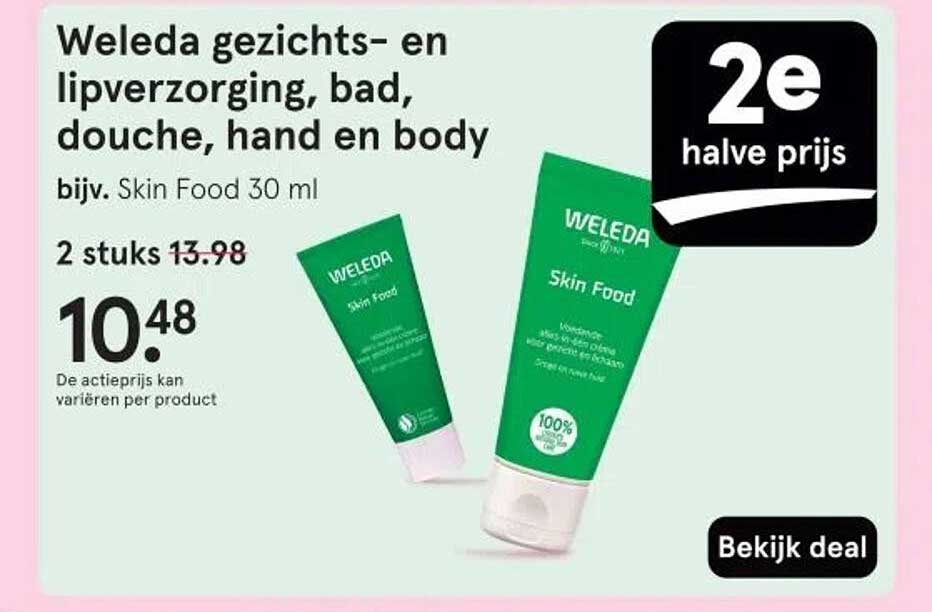 Weleda gezichts- en lipverzorging, bad, douche, hand en body bijv. Skin Food 30 ml