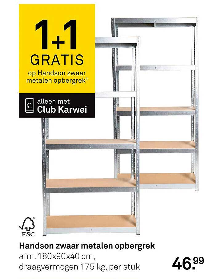 1+1 GRATIS op Handson zwaar metalen opbergrek
