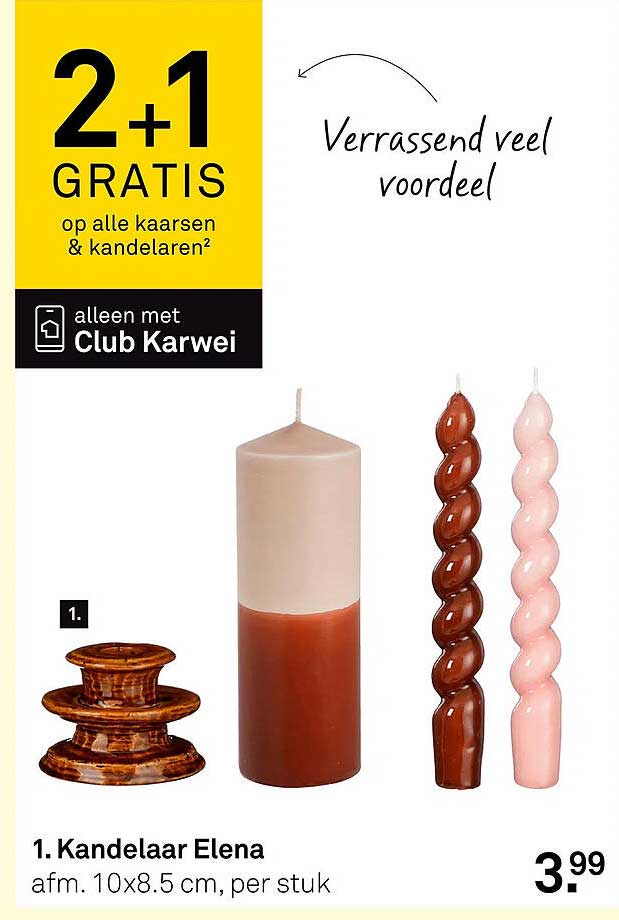 2+1 GRATIS op alle kaarsen & kandelaars alleen met Club Karwei