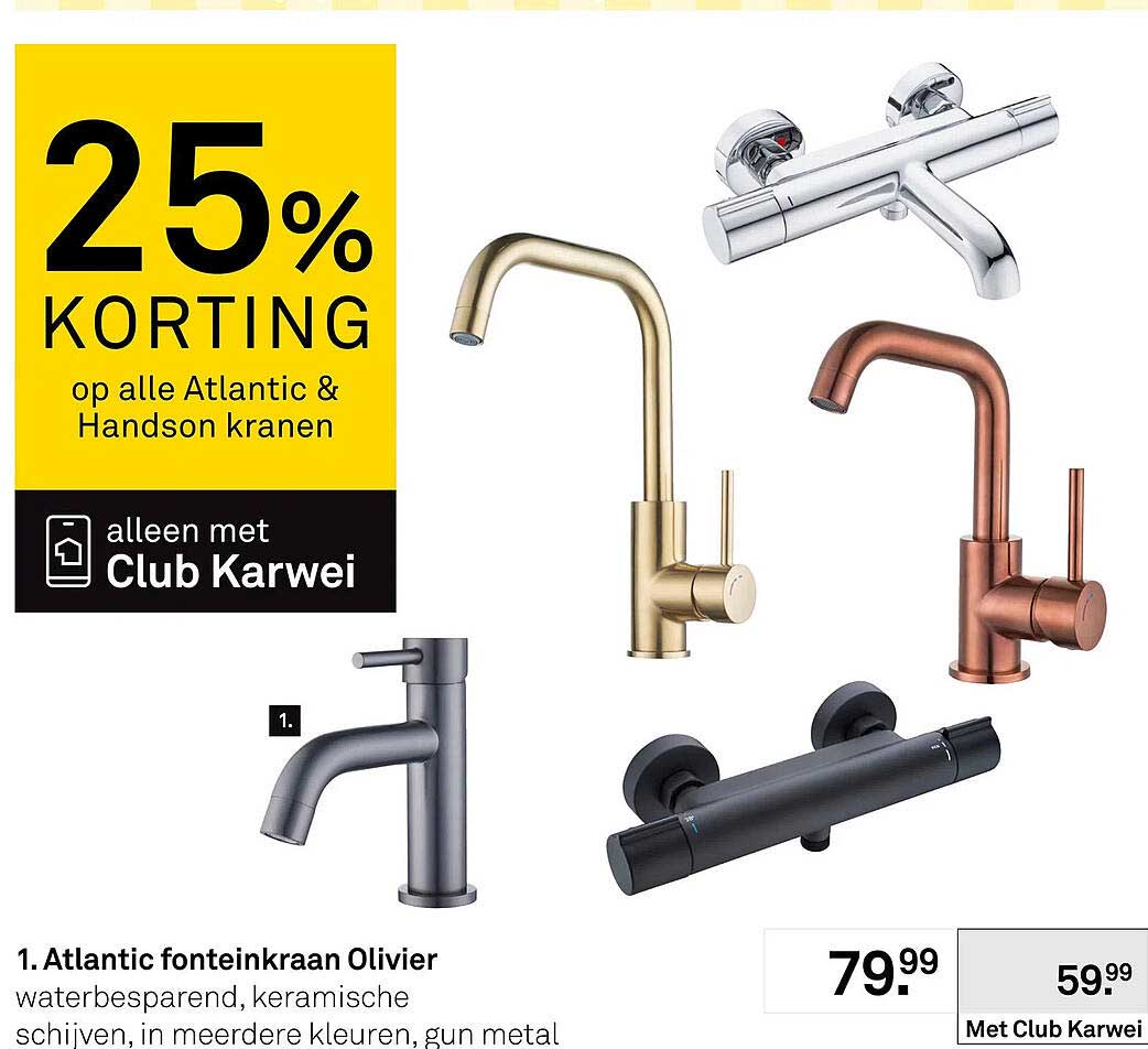 25% KORTING op alle Atlantic & Handson kranen