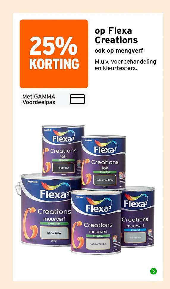 25% korting op Flexa Creations ook op mengverf