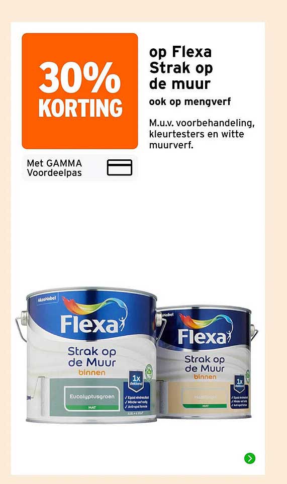 30% KORTING op Flexa Strak op de muur ook op mengverf