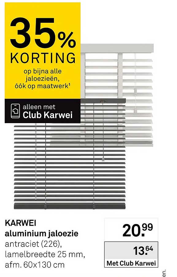 35% KORTING op bijna alle jaloezieën, óók op maatwerk¹