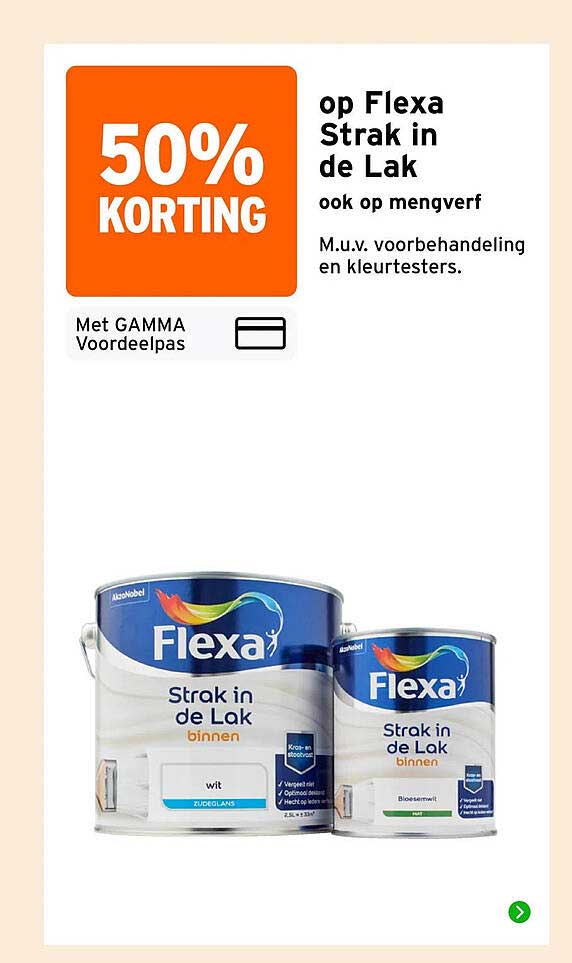 50% korting op Flexa Stak in de Lak ook op mengverf