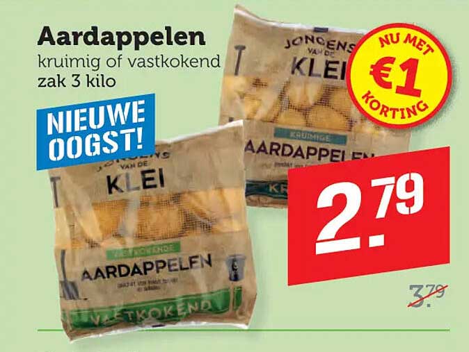 Aardappelen kruimig of vastkokend zak 3 kilo NIEUWE OOGST!