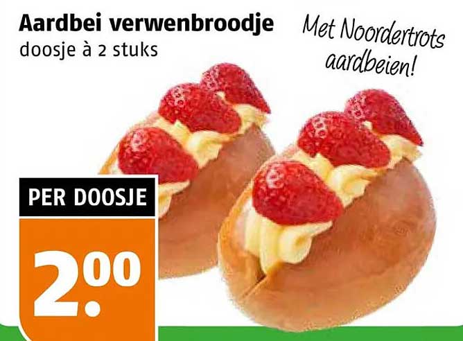 Aardbei verwenbroodje doosje à 2 stuks Met Noordertrots aardbeien!