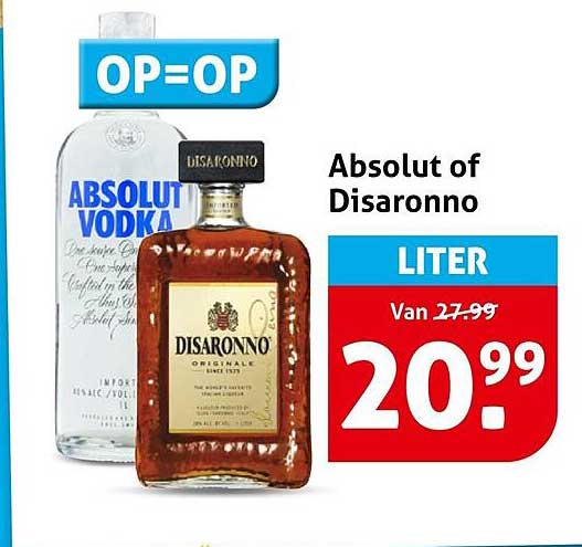 Absolut of Disaronno LITER OP=OP