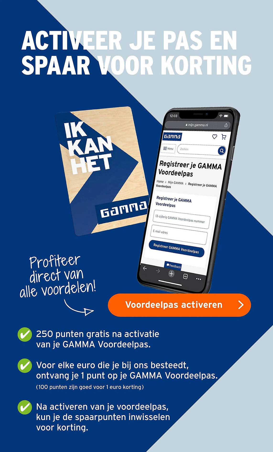 Activeer je pas en spaar voor korting