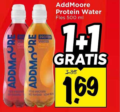 AddMoore Protein Water Fles 500 ml 1+1 GRATIS