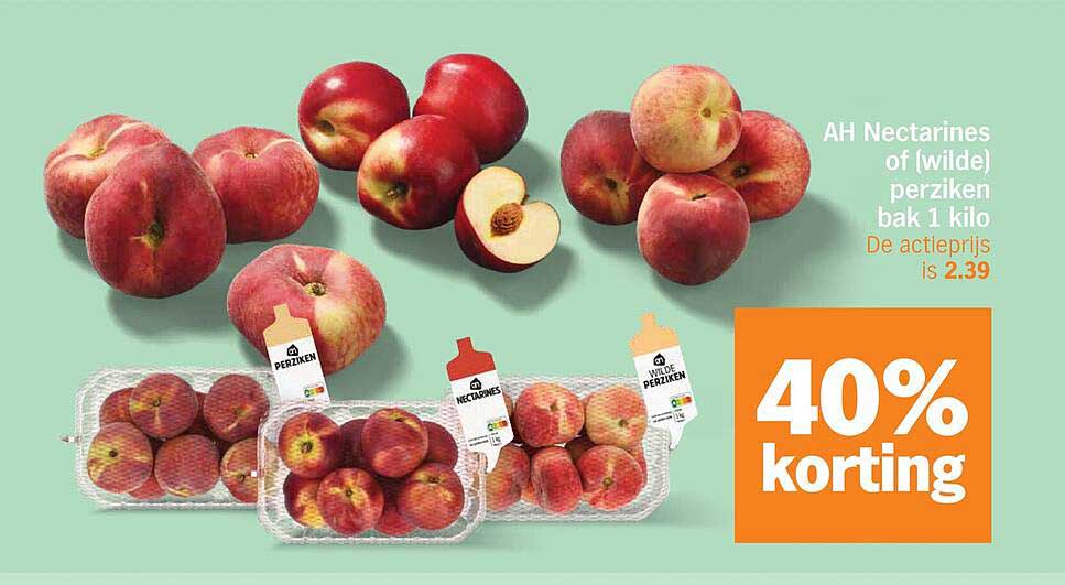AH Nectarines of (wilde) perziken bak 1 kilo 40% korting