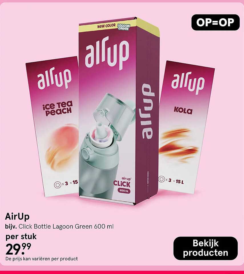 AirUp bijv. Click Bottle Lagoon Green 600 ml