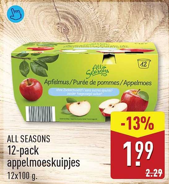 ALL SEASONS 12-pack appelmoeskuipjes 12x100 g