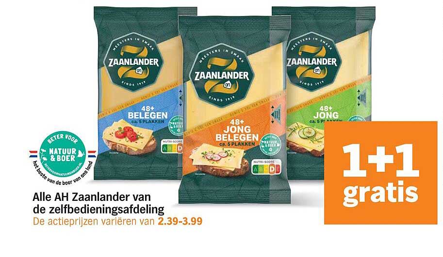 Alle AH Zaanlander van de zelfbedieningsafdeling 1+1 gratis