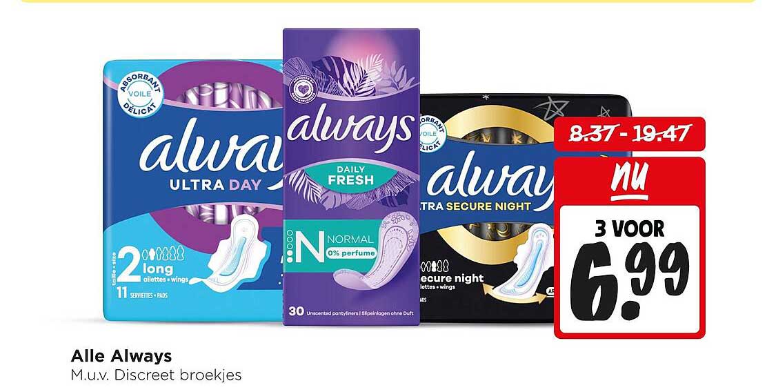 Alle Always M.u.v. Discreet broekjes