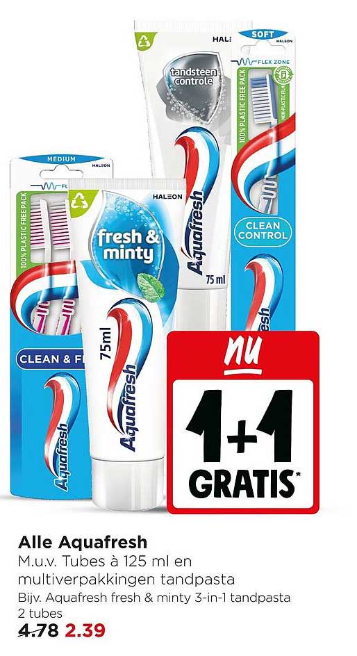 Alle Aquafresh 1+1 gratis