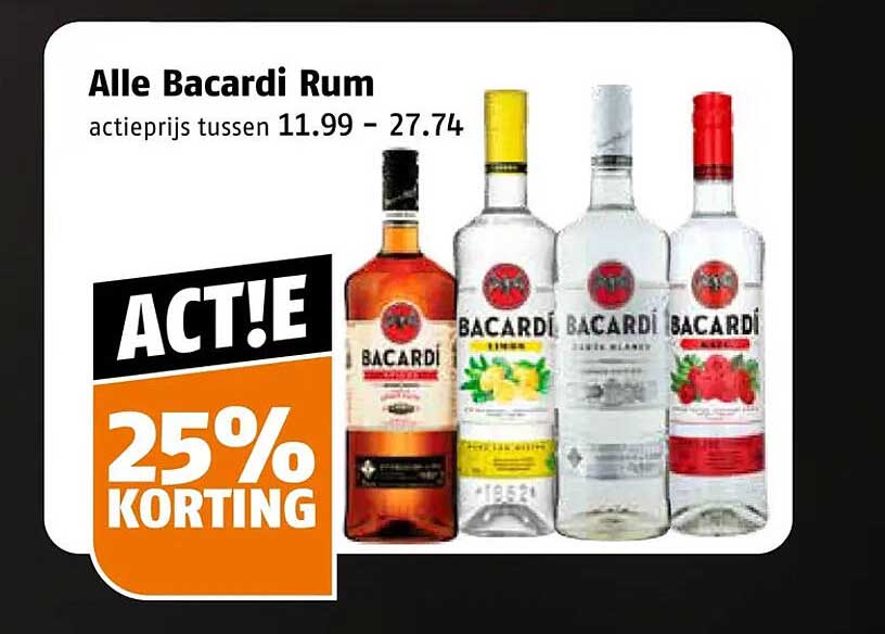 Alle Bacardi Rum ACT!E 25% KORTING