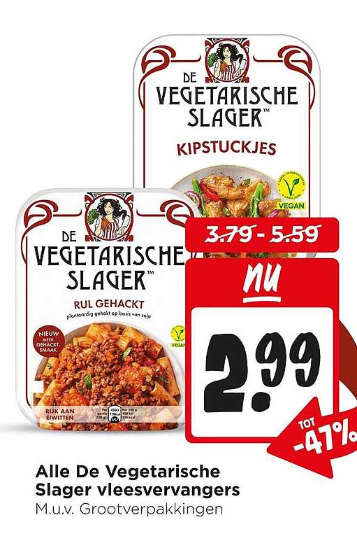 Alle De Vegetarische Slager vleesvervangers M.u.v. Grootverpakkingen