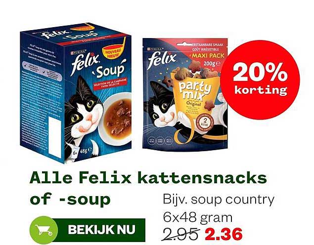 Alle Felix kattensnacks of -soup