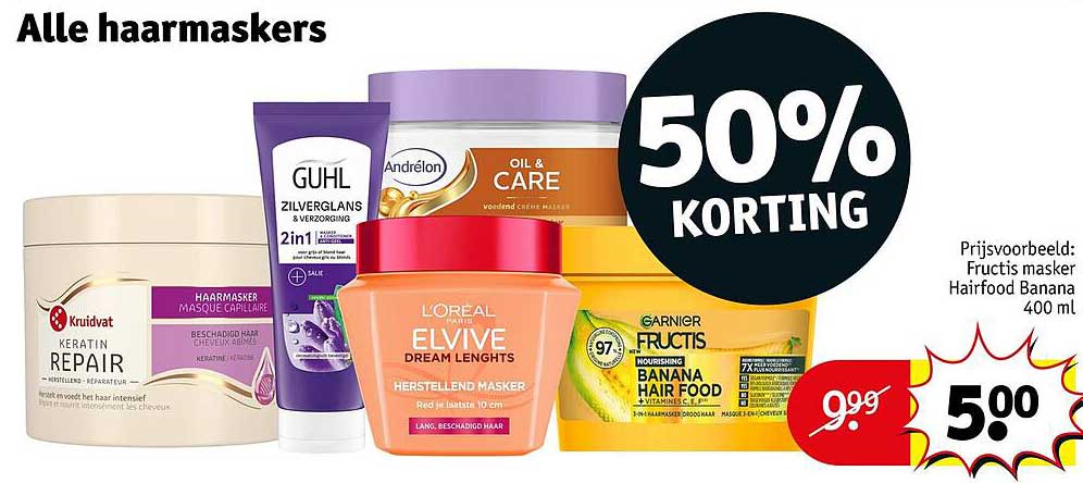 Alle haarmaskers 50% KORTING