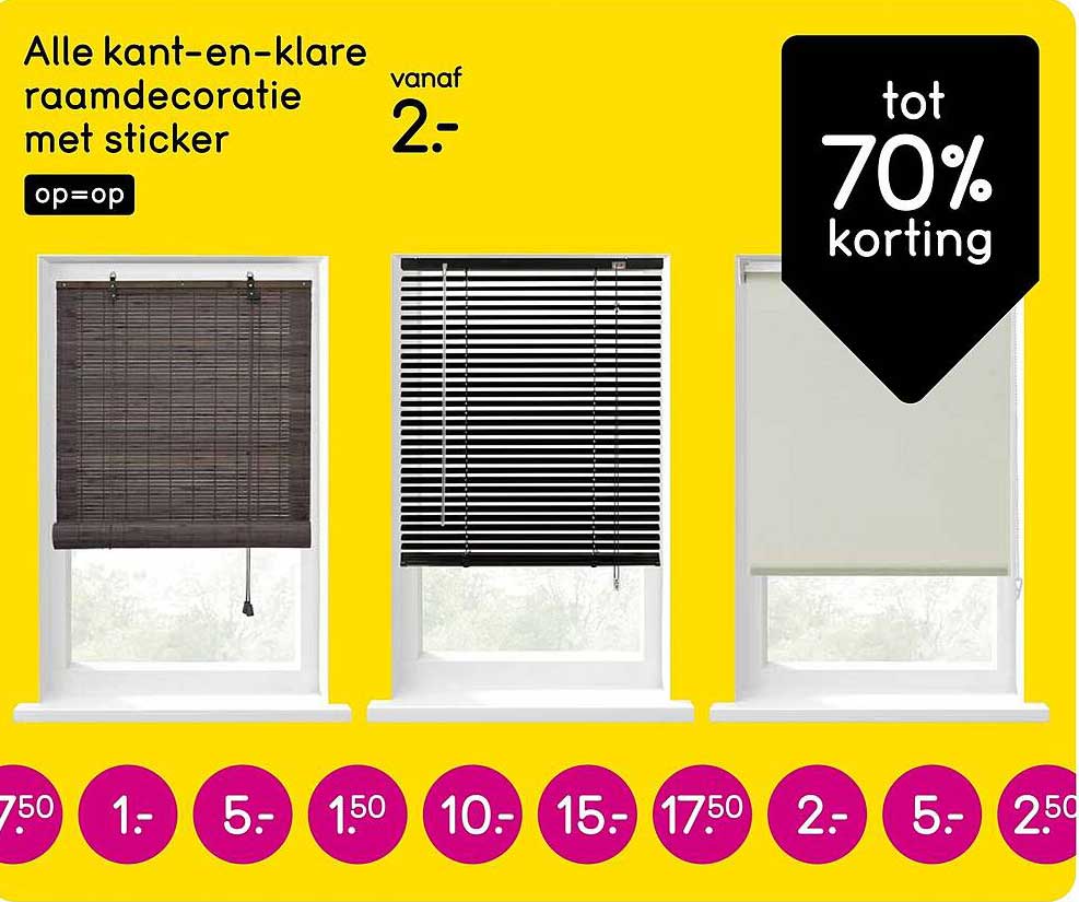 Alle kant-en-klare raamdecoratie met sticker op=op vanaf 2.- tot 70% korting