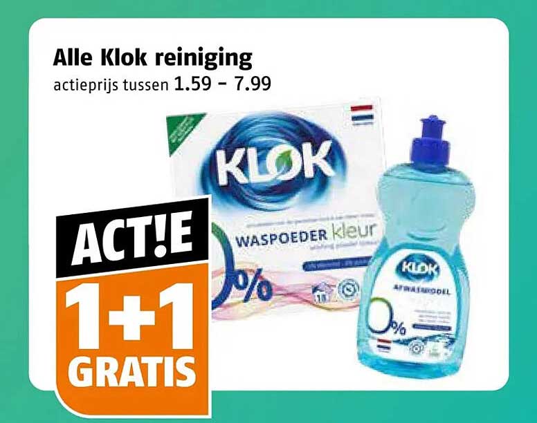 Alle Klok reiniging 1+1 gratis