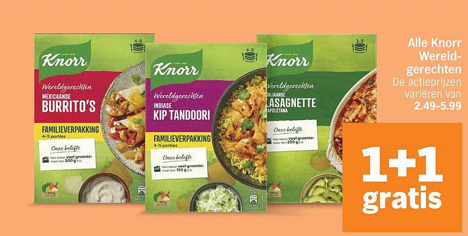 Alle Knorr Wereldgerechten 1+1 gratis