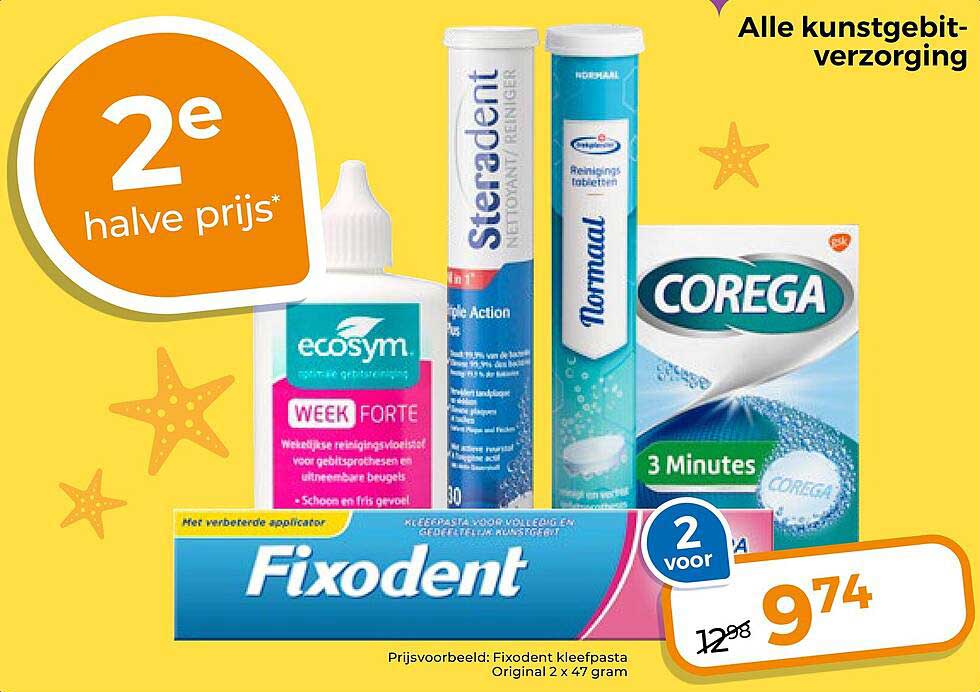 Alle kunstgebit-verzorging 2e halve prijs*