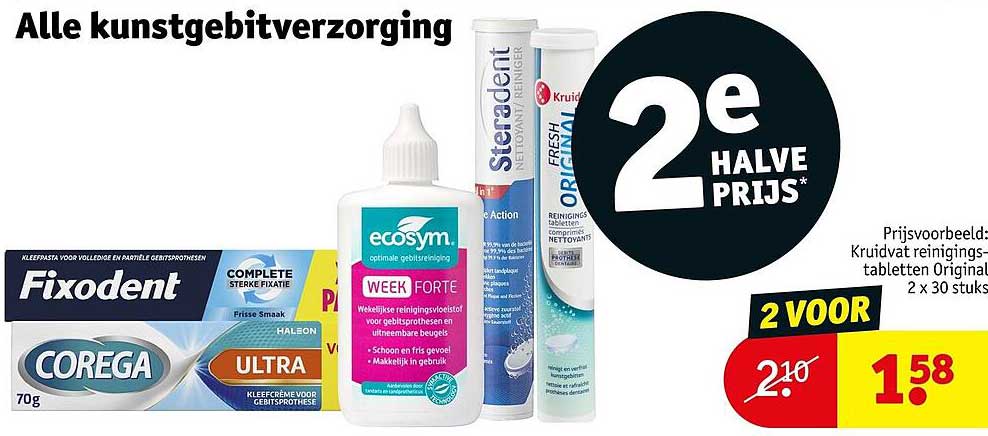 Alle kunstgebitverzorging 2e halve prijs*