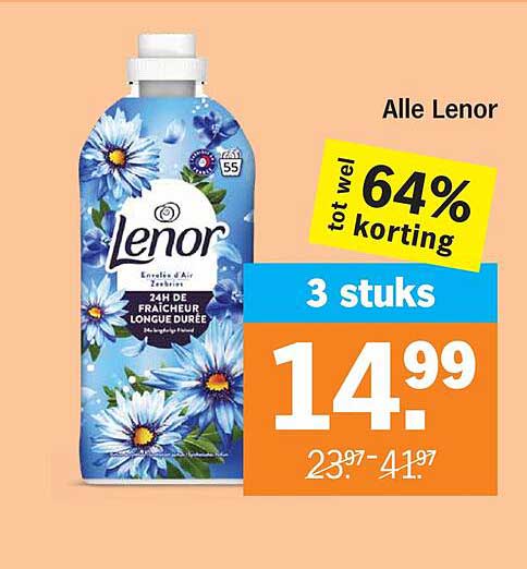 Alle Lenor tot wel 64% korting 3 stuks